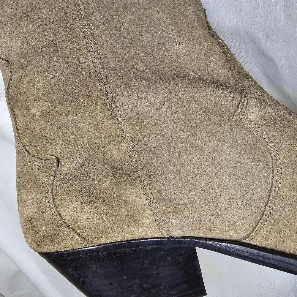 Isabel Marant Denvee Cowboy Boots - Women's Size 39 - Knee High Taupe Suede - Picture 12 of 15